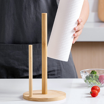 Θήκη για χαρτομάντιλα κουζίνας από μπαμπού, βραχίονα από μασίφ ξύλο, δημιουργικό, μη διάτρητο, ρολό χαρτιού, κάθετο ράφι αποθήκευσης