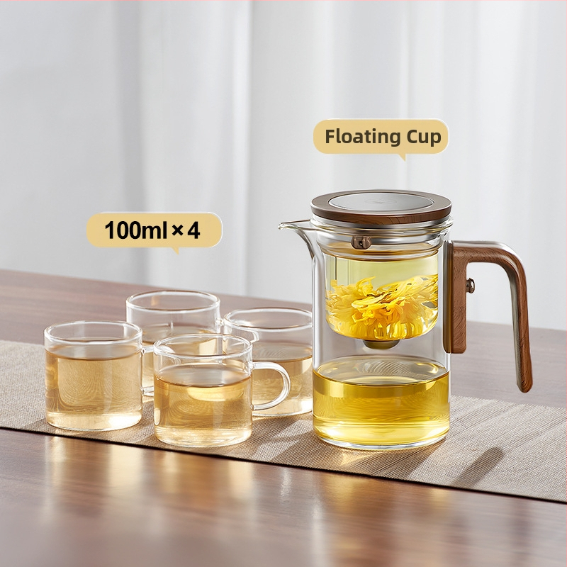 Arbatos kvadratinis strypas Nemokamas arbatinukas Tingų žmonių arbatos rinkinys Arbatos vandens atskyrimo puodelis Stiklinis vandens puodelis Plaukiojantis puodelis