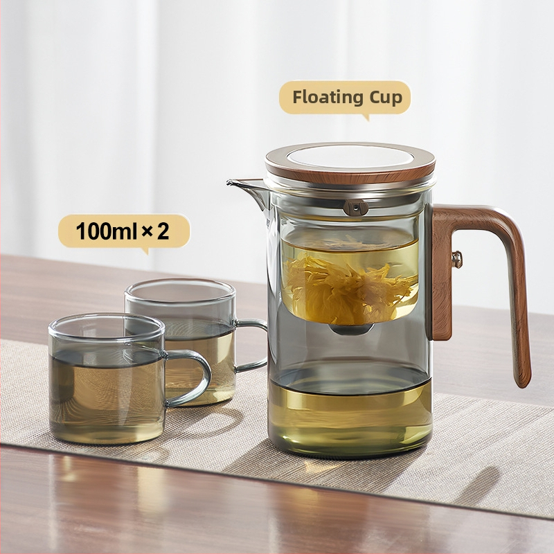 Arbatos kvadratinis strypas Nemokamas arbatinukas Tingų žmonių arbatos rinkinys Arbatos vandens atskyrimo puodelis Stiklinis vandens puodelis Plaukiojantis puodelis
