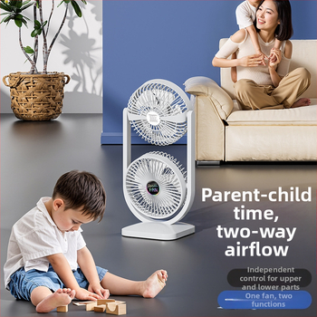 Νέος Ιαπωνικός και Κορεατικός Ανεμιστήρας Διπλής Επίστρωσης Διπλής Κεφαλής του 2025, Αθόρυβος Επιτραπέζιος Ανεμιστήρας Κυκλοφορίας Αέρα Υψηλού Ανέμου, Επαναφορτιζόμενος Επιτραπέζιος USB
