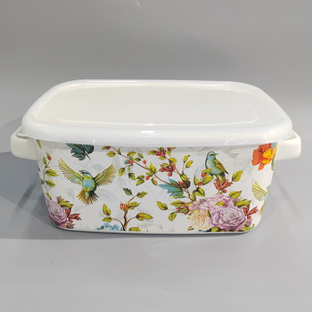 Emailiga Emailiga Ristkülikukujuline säilituskarp Lõunasöögikarp Lõunasöögikarp Jääkauss Hoiukarp Küpsetamiseks Binaural Helde jääkauss Universaalne