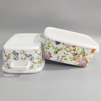 Emailiga Emailiga Ristkülikukujuline säilituskarp Lõunasöögikarp Lõunasöögikarp Jääkauss Hoiukarp Küpsetamiseks Binaural Helde jääkauss Universaalne