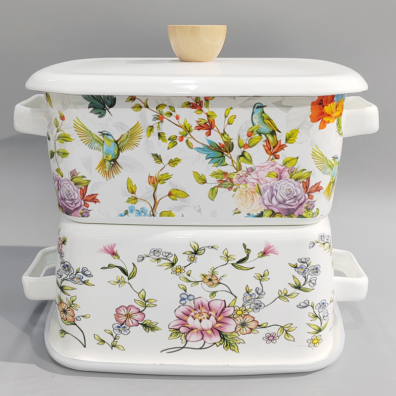 Emailiga Emailiga Ristkülikukujuline säilituskarp Lõunasöögikarp Lõunasöögikarp Jääkauss Hoiukarp Küpsetamiseks Binaural Helde jääkauss Universaalne