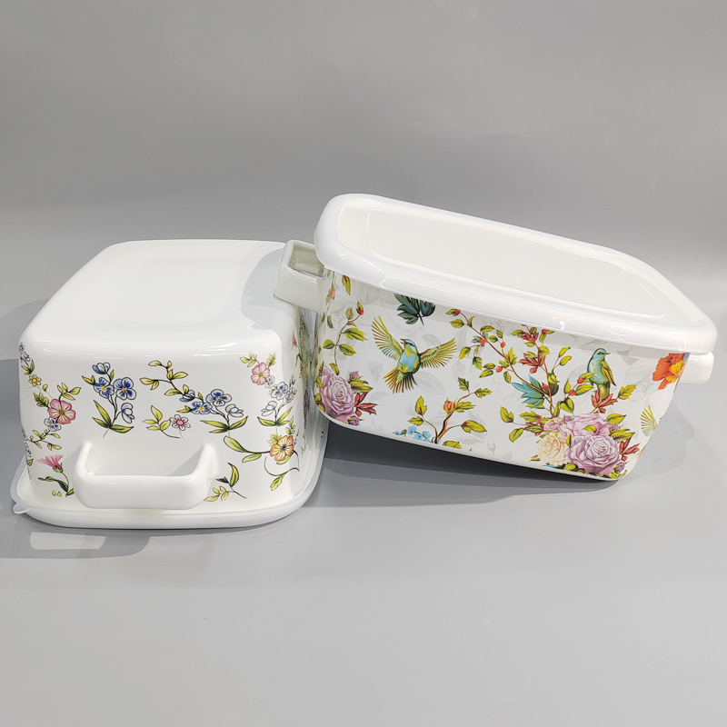 Emailiga Emailiga Ristkülikukujuline säilituskarp Lõunasöögikarp Lõunasöögikarp Jääkauss Hoiukarp Küpsetamiseks Binaural Helde jääkauss Universaalne