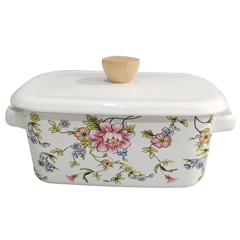 Emailiga Emailiga Ristkülikukujuline säilituskarp Lõunasöögikarp Lõunasöögikarp Jääkauss Hoiukarp Küpsetamiseks Binaural Helde jääkauss Universaalne