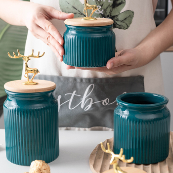 Луксозен запечатан буркан Nordic Light, кутия за съхранение на зърно в домакинска кухня, буркан за съхранение на кафе на зърна, керамичен буркан