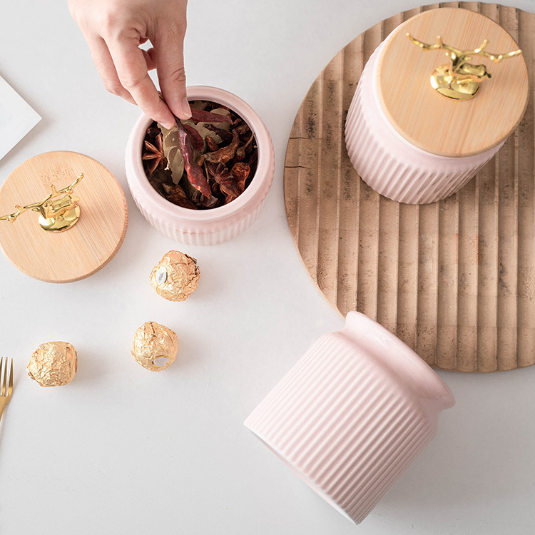 Луксозен запечатан буркан Nordic Light, кутия за съхранение на зърно в домакинска кухня, буркан за съхранение на кафе на зърна, керамичен буркан