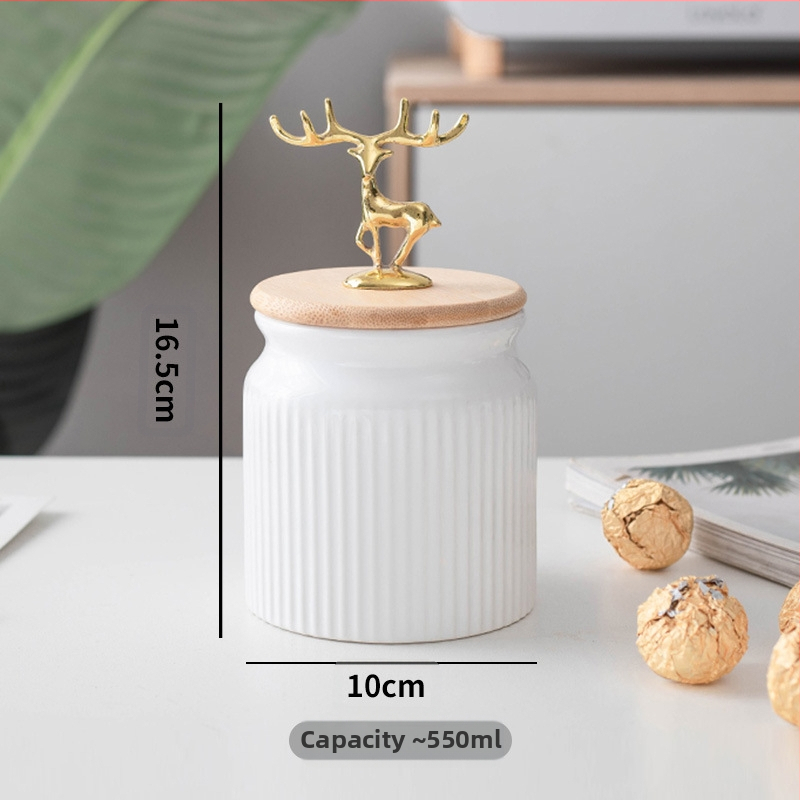 Луксозен запечатан буркан Nordic Light, кутия за съхранение на зърно в домакинска кухня, буркан за съхранение на кафе на зърна, керамичен буркан