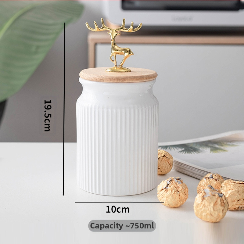 Луксозен запечатан буркан Nordic Light, кутия за съхранение на зърно в домакинска кухня, буркан за съхранение на кафе на зърна, керамичен буркан