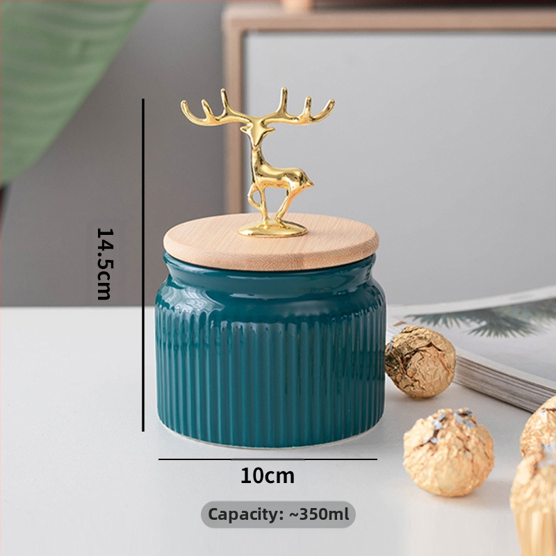 Луксозен запечатан буркан Nordic Light, кутия за съхранение на зърно в домакинска кухня, буркан за съхранение на кафе на зърна, керамичен буркан