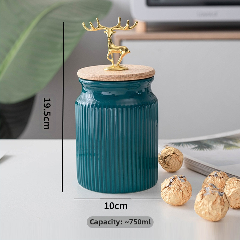 Луксозен запечатан буркан Nordic Light, кутия за съхранение на зърно в домакинска кухня, буркан за съхранение на кафе на зърна, керамичен буркан