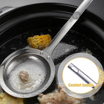 Naujas tarpvalstybinis nerūdijančio plieno aliejaus atskyrimo sriubos šaukštas, aliejaus filtro atskyrimo kiaurasamtis, putojimo šaukštas, likučių atskyrimas, putojimo sutirštinto aliejaus nugriebimo šaukštas