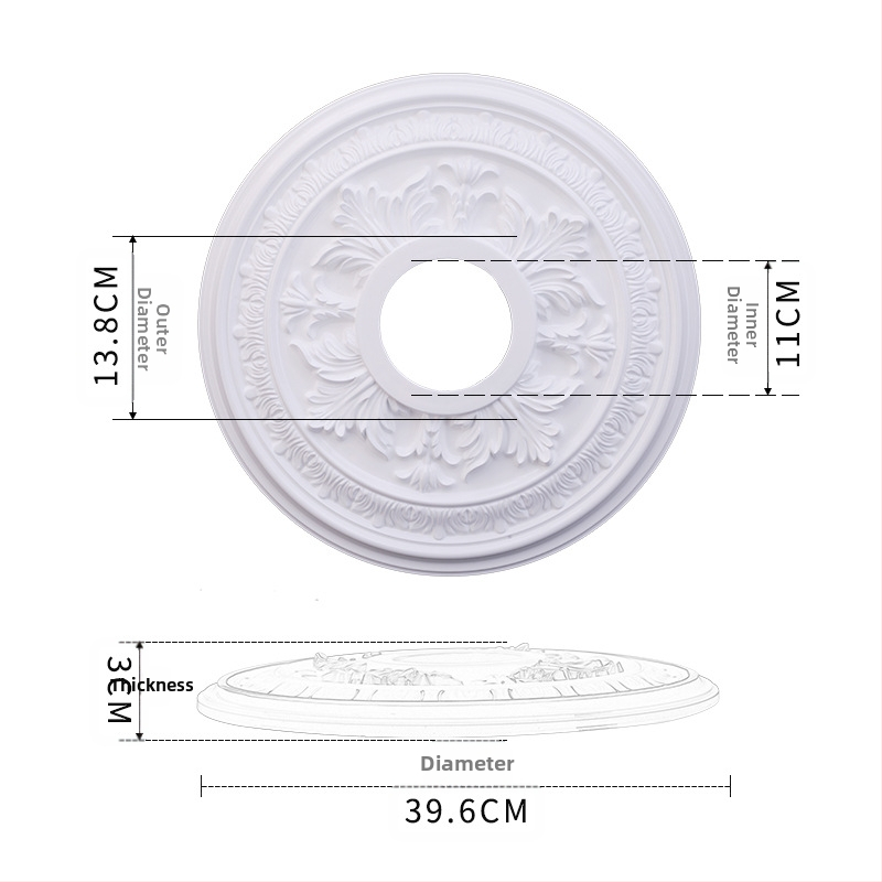 Plastikust terasest lambipaneel PU lae dekoratiivne laeketas kipsist ümmargune lambipaneel ehitusmaterjalist dekoratiivne lambipaneel