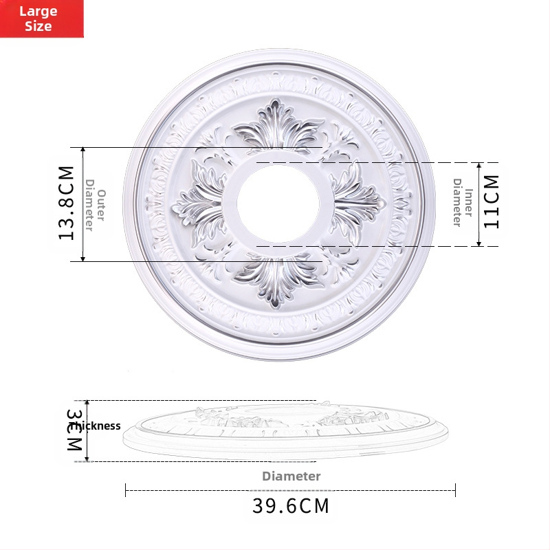 Plastikust terasest lambipaneel PU lae dekoratiivne laeketas kipsist ümmargune lambipaneel ehitusmaterjalist dekoratiivne lambipaneel