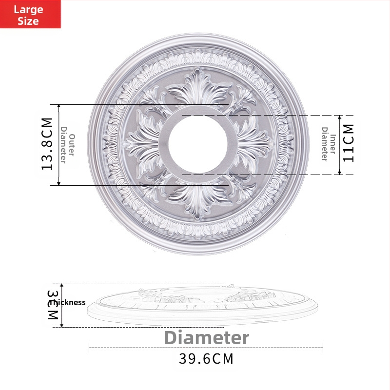 Plastikust terasest lambipaneel PU lae dekoratiivne laeketas kipsist ümmargune lambipaneel ehitusmaterjalist dekoratiivne lambipaneel