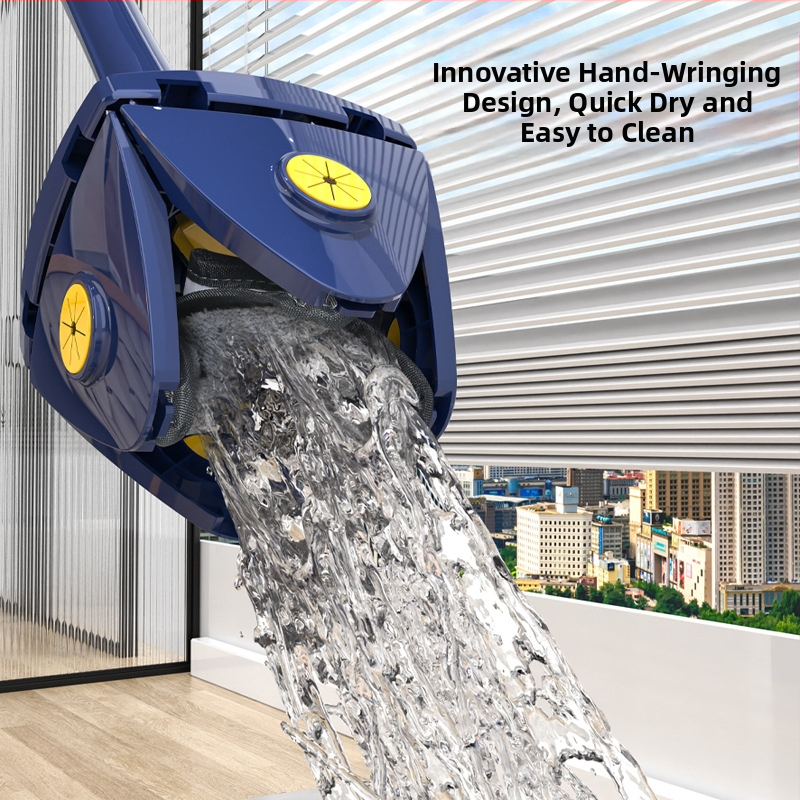 360-градусов въртящ се триъгълен моп за таван, стена, покрив, стъклена стена, моп с четирилистна детелина, моп с четири ъгъла