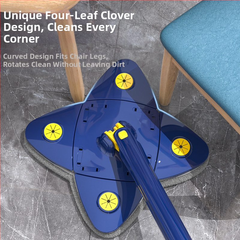 360-градусов въртящ се триъгълен моп за таван, стена, покрив, стъклена стена, моп с четирилистна детелина, моп с четири ъгъла