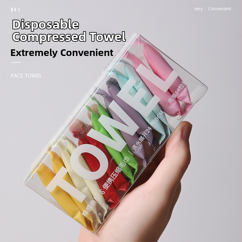 Suspaustas rankšluostis veidui, moteriškas medvilninis vienkartinis nešiojamas rankšluostis, tiesiogiai parduodamas gamykloje