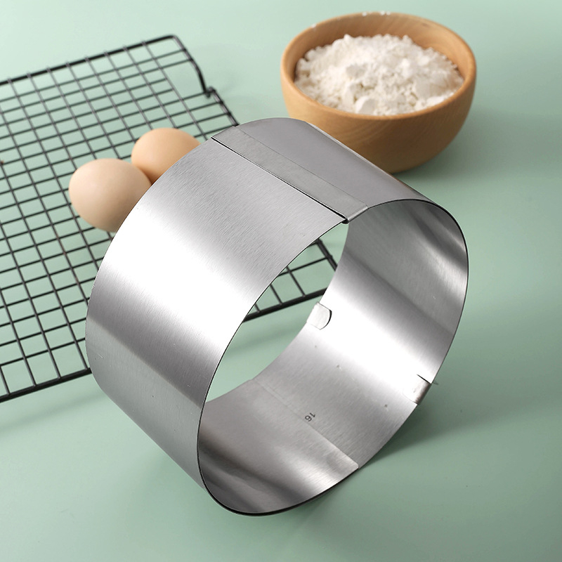 Sütőeszközök rozsdamentes acél torta mousse gyűrű 6-12 hüvelykes kerek, visszahúzható, állítható DIY tortaforma