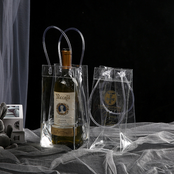 Laos PVC veekindel saastumisvastane kinkekott punase veini veinipakend selge jääveinikott kaasaskantav käekott