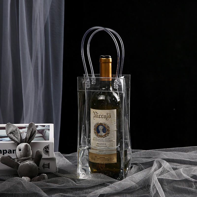 Laos PVC veekindel saastumisvastane kinkekott punase veini veinipakend selge jääveinikott kaasaskantav käekott