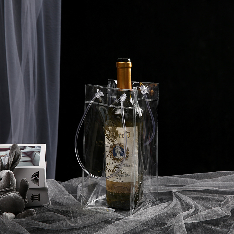 Laos PVC veekindel saastumisvastane kinkekott punase veini veinipakend selge jääveinikott kaasaskantav käekott