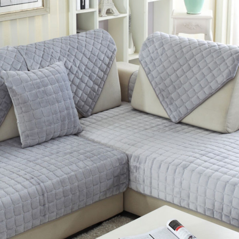 Трансгранична едноцветна плюшена възглавница за диван, неплъзгаща се фланелена удебелена кърпа за диван, обикновена модерна калъфка за диван