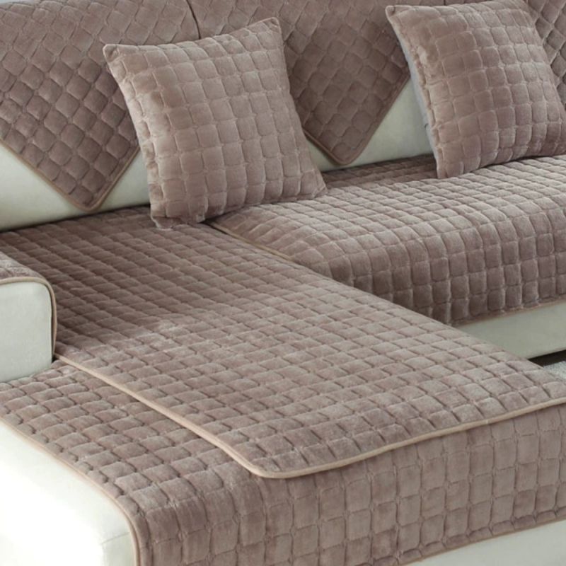 Трансгранична едноцветна плюшена възглавница за диван, неплъзгаща се фланелена удебелена кърпа за диван, обикновена модерна калъфка за диван