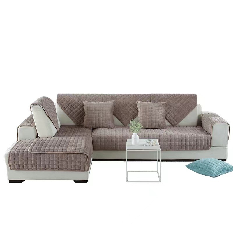 Трансгранична едноцветна плюшена възглавница за диван, неплъзгаща се фланелена удебелена кърпа за диван, обикновена модерна калъфка за диван