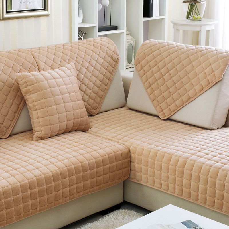 Трансгранична едноцветна плюшена възглавница за диван, неплъзгаща се фланелена удебелена кърпа за диван, обикновена модерна калъфка за диван