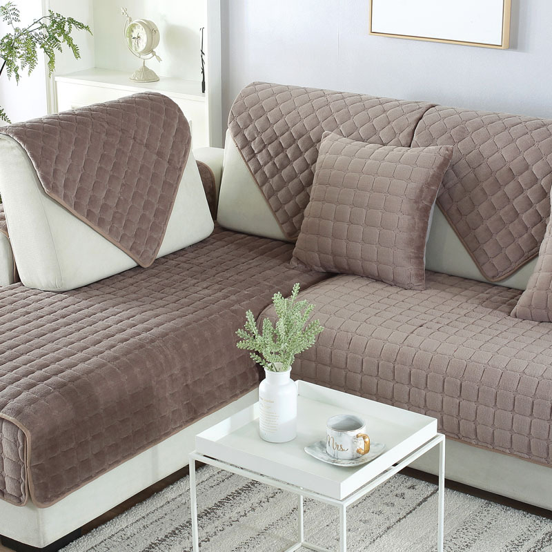 Трансгранична едноцветна плюшена възглавница за диван, неплъзгаща се фланелена удебелена кърпа за диван, обикновена модерна калъфка за диван