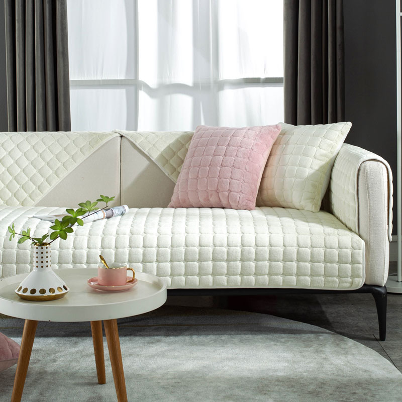 Трансгранична едноцветна плюшена възглавница за диван, неплъзгаща се фланелена удебелена кърпа за диван, обикновена модерна калъфка за диван