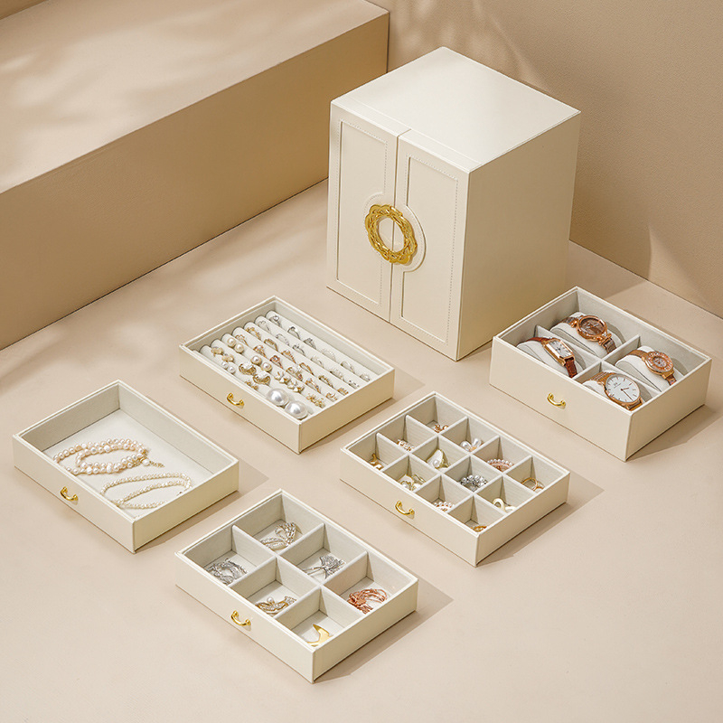 Papuošalų laikymo dėžutė Maža raudona knygų šviesa Prabangi buitinė didelės talpos daugiasluoksnė papuošalų dėžutė Auskarai ir žiedai Papuošalų dėžutė