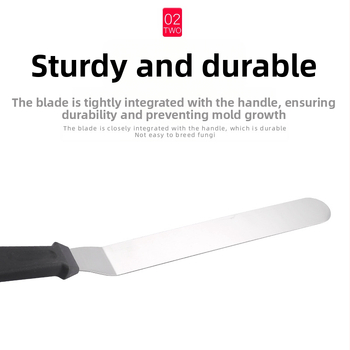 Σύγχρονη απλή διπλωμένη σπάτουλα από ανοξείδωτο ατσάλι 10 ιντσών, σπάτουλα για κρέμα κέικ, πλαστική λαβή, εργαλείο ψησίματος με ξύστρα