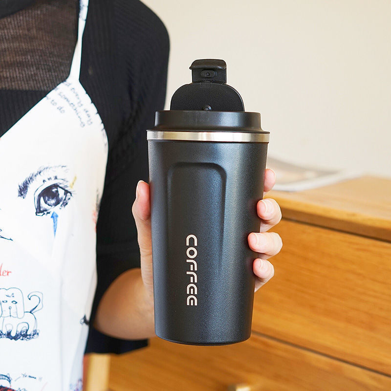 Трансгранична чаша за кафе от неръждаема стомана 304 с двоен вакуумен капак за директно пиене, чаша за кафе в кола, може да се поръча за отпечатване на лого