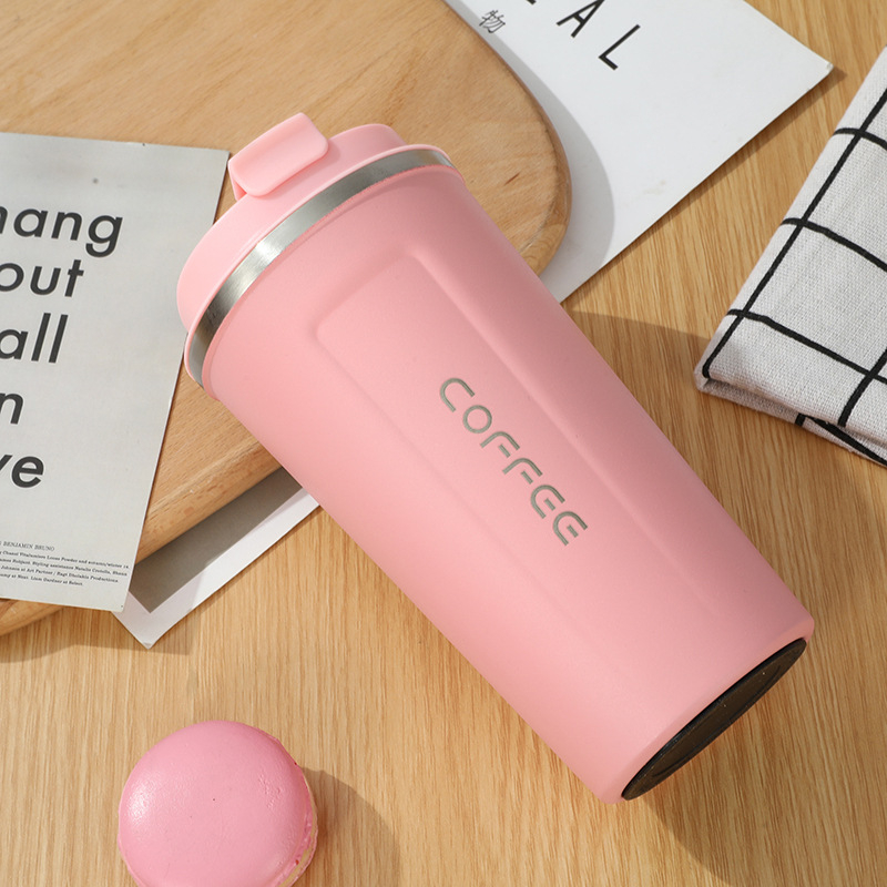 Трансгранична чаша за кафе от неръждаема стомана 304 с двоен вакуумен капак за директно пиене, чаша за кафе в кола, може да се поръча за отпечатване на лого