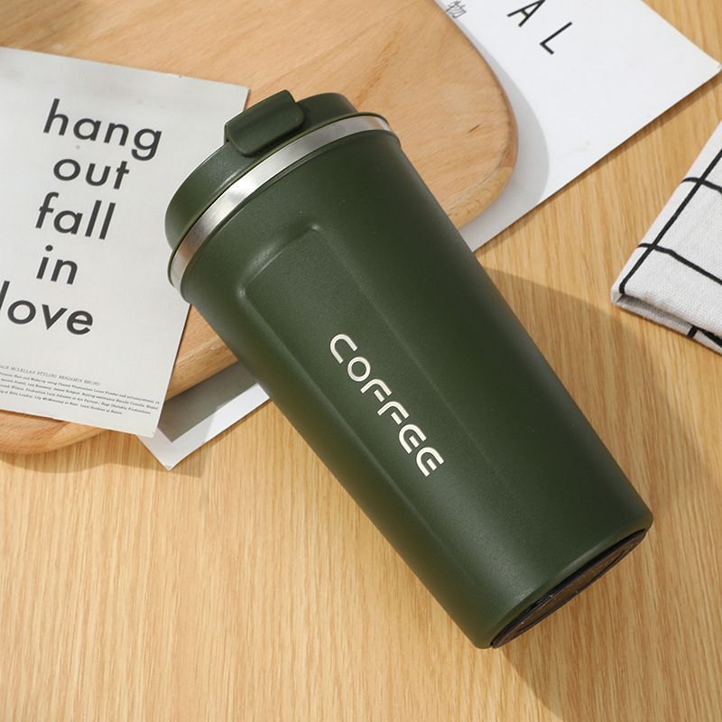 Трансгранична чаша за кафе от неръждаема стомана 304 с двоен вакуумен капак за директно пиене, чаша за кафе в кола, може да се поръча за отпечатване на лого