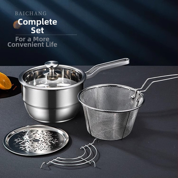 304 roostevabast terasest fritüür, majapidamises kasutatav väike praetud vardas pott filtriga induktsioonpliidiga, mini kütusesäästlik sügav pott, uus hulgimüük