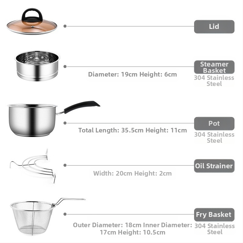 304 roostevabast terasest fritüür, majapidamises kasutatav väike praetud vardas pott filtriga induktsioonpliidiga, mini kütusesäästlik sügav pott, uus hulgimüük