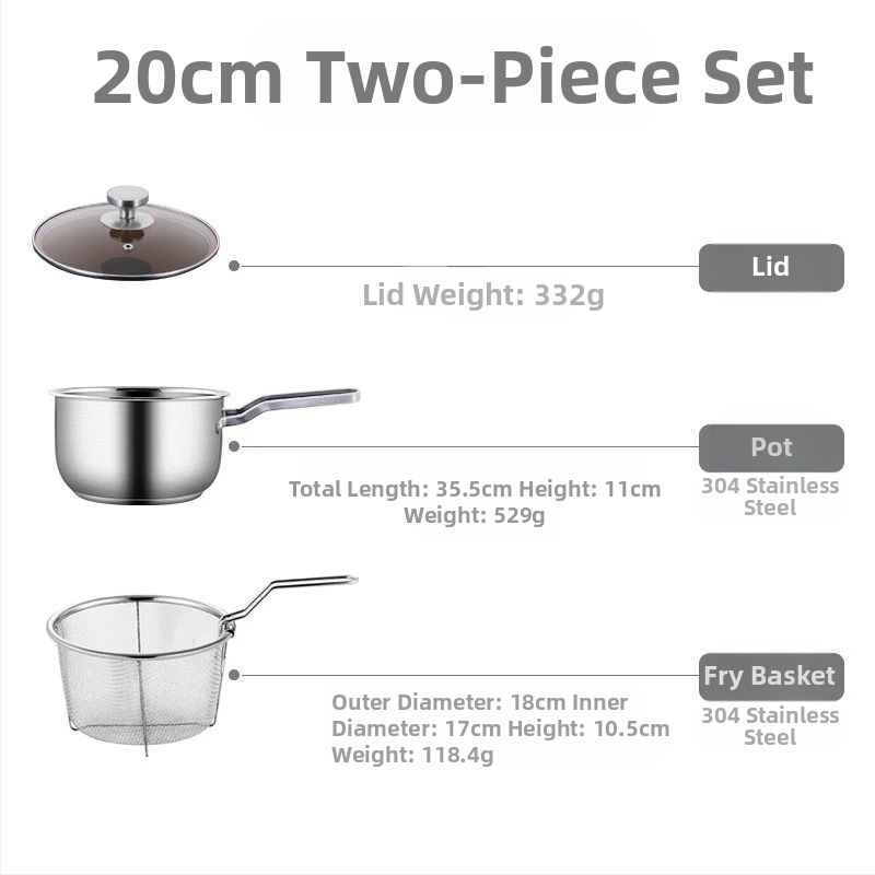 304 roostevabast terasest fritüür, majapidamises kasutatav väike praetud vardas pott filtriga induktsioonpliidiga, mini kütusesäästlik sügav pott, uus hulgimüük