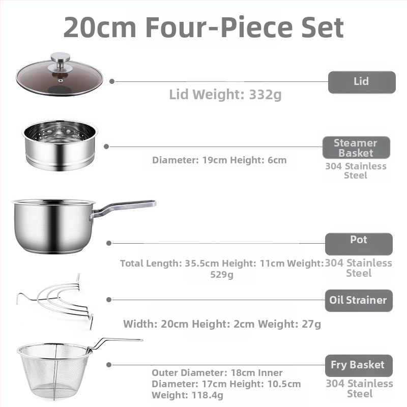304 roostevabast terasest fritüür, majapidamises kasutatav väike praetud vardas pott filtriga induktsioonpliidiga, mini kütusesäästlik sügav pott, uus hulgimüük