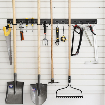 Кука за моп за гараж, кука за съхранение на градински инструменти, метална задна плоча, кука за моп, пластмасова кука за потапяне, патентована,