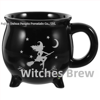 Piiriülene keraamiline nõia kohvitass kummitusfestivali nõiakruus keraamiline halloweeni kruus musta nõia kruus