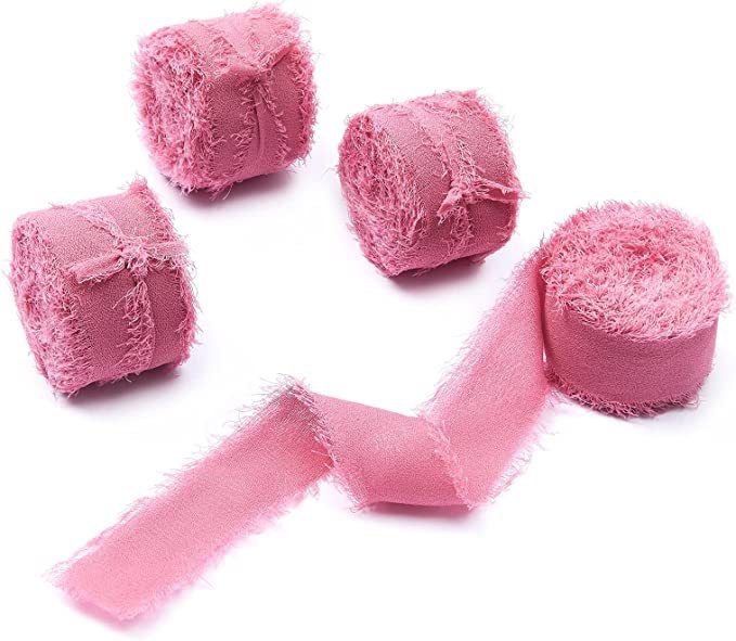 3 cm šifoonist käsitsi tutiga lint ilma narmasteta, pulmadeks mõeldud käsitsi valmistatud siidlint