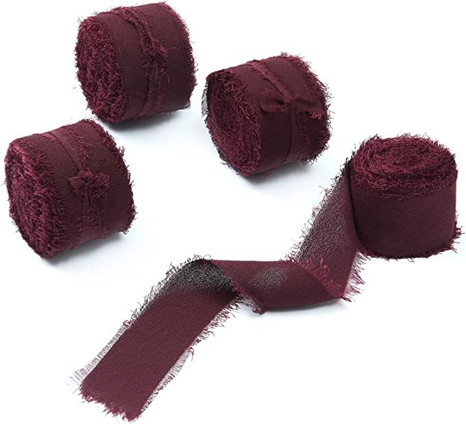 3 cm šifoonist käsitsi tutiga lint ilma narmasteta, pulmadeks mõeldud käsitsi valmistatud siidlint