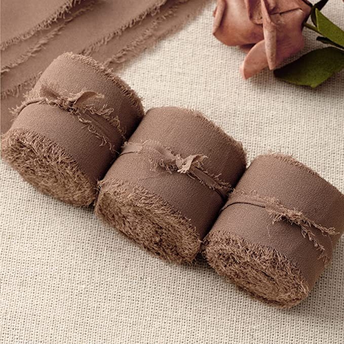 3 cm šifoonist käsitsi tutiga lint ilma narmasteta, pulmadeks mõeldud käsitsi valmistatud siidlint