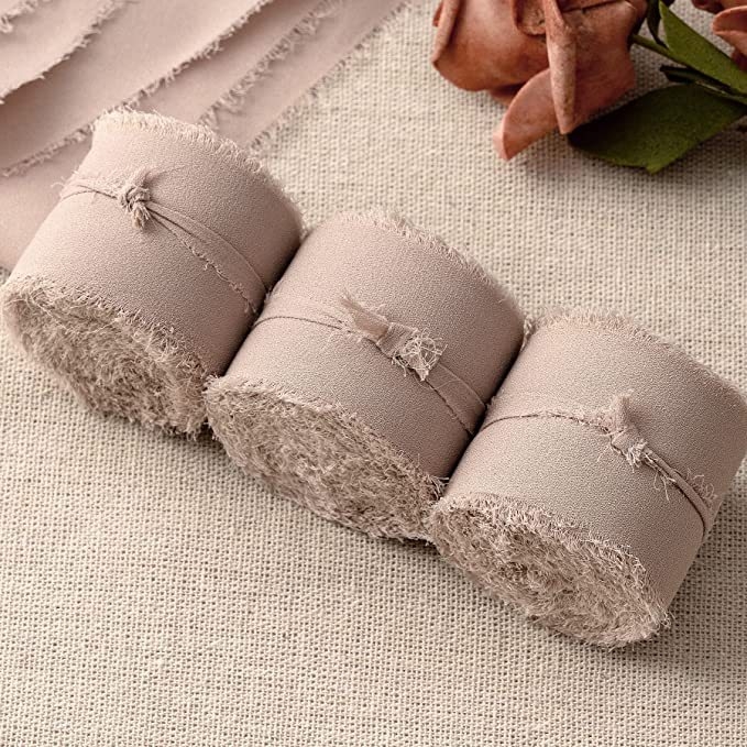 3 cm šifoonist käsitsi tutiga lint ilma narmasteta, pulmadeks mõeldud käsitsi valmistatud siidlint