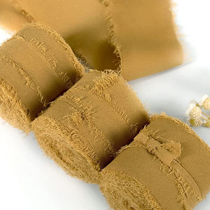 3 cm šifoonist käsitsi tutiga lint ilma narmasteta, pulmadeks mõeldud käsitsi valmistatud siidlint