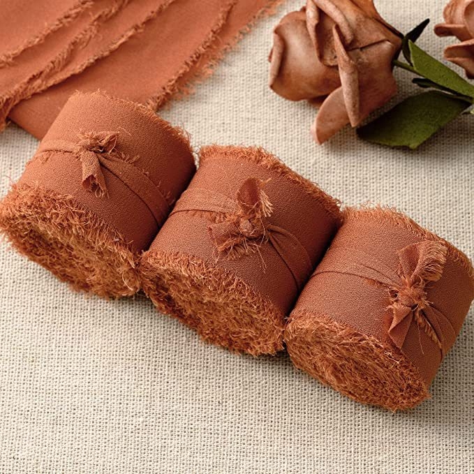 3 cm šifoonist käsitsi tutiga lint ilma narmasteta, pulmadeks mõeldud käsitsi valmistatud siidlint