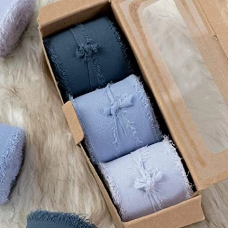 3 cm šifoonist käsitsi tutiga lint ilma narmasteta, pulmadeks mõeldud käsitsi valmistatud siidlint